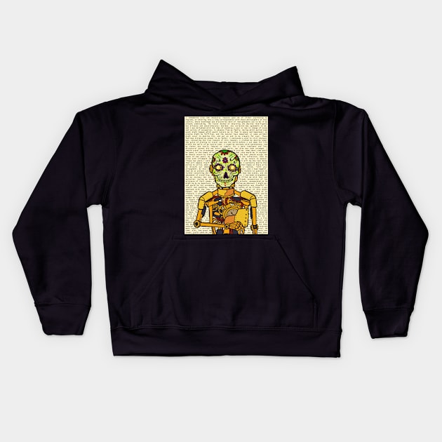 Explore NFT Character - Golden RobotMask with Mexican Eyes on TeePublic Kids Hoodie by Hashed Art